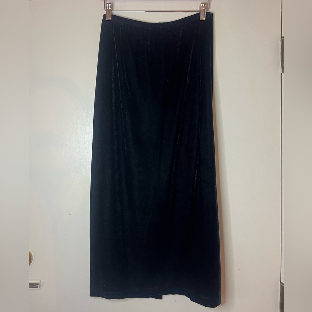 Vintage 90s Ronni Nicole black velvet maxi skirt M L Witchy Grunge Goth